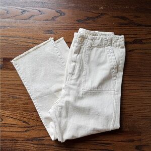 The Great. Cream Frayed Ranger Cotton Pants - size 26